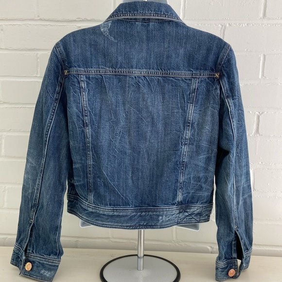 Express Denim Blue Jean Jacket With Copper/Silver Adornments Size M - Picture 2 of 9